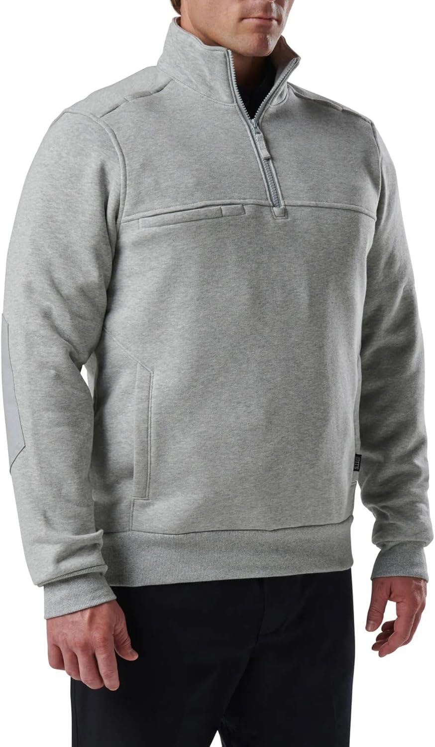 5.11 Tactical Men's Job Shirt 1/4 Zip 2.0 – Water-Resistant Fleece, 100% Cotton, Style 72534ABR, Heather Gray, Large Tall - Image 3