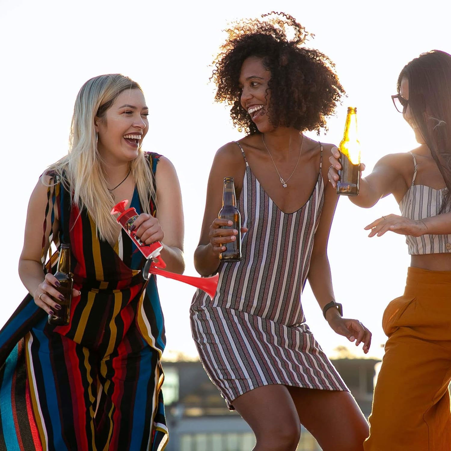 NUOBESTY 2pcs Cheering Air Horn Soccer Football Game Loud Horn Noisemaker Hand Push Air Blower Cheerleading Horn Sports Party Game Cheer Trumpet Toys (Random Color) : Toys & Games