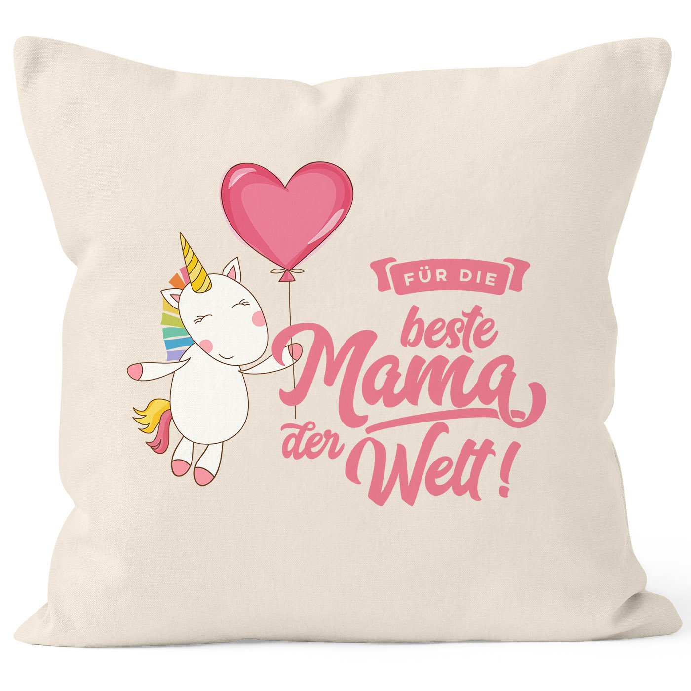 Taie d'oreiller licorne fête des mères en coton naturel 40 x 40