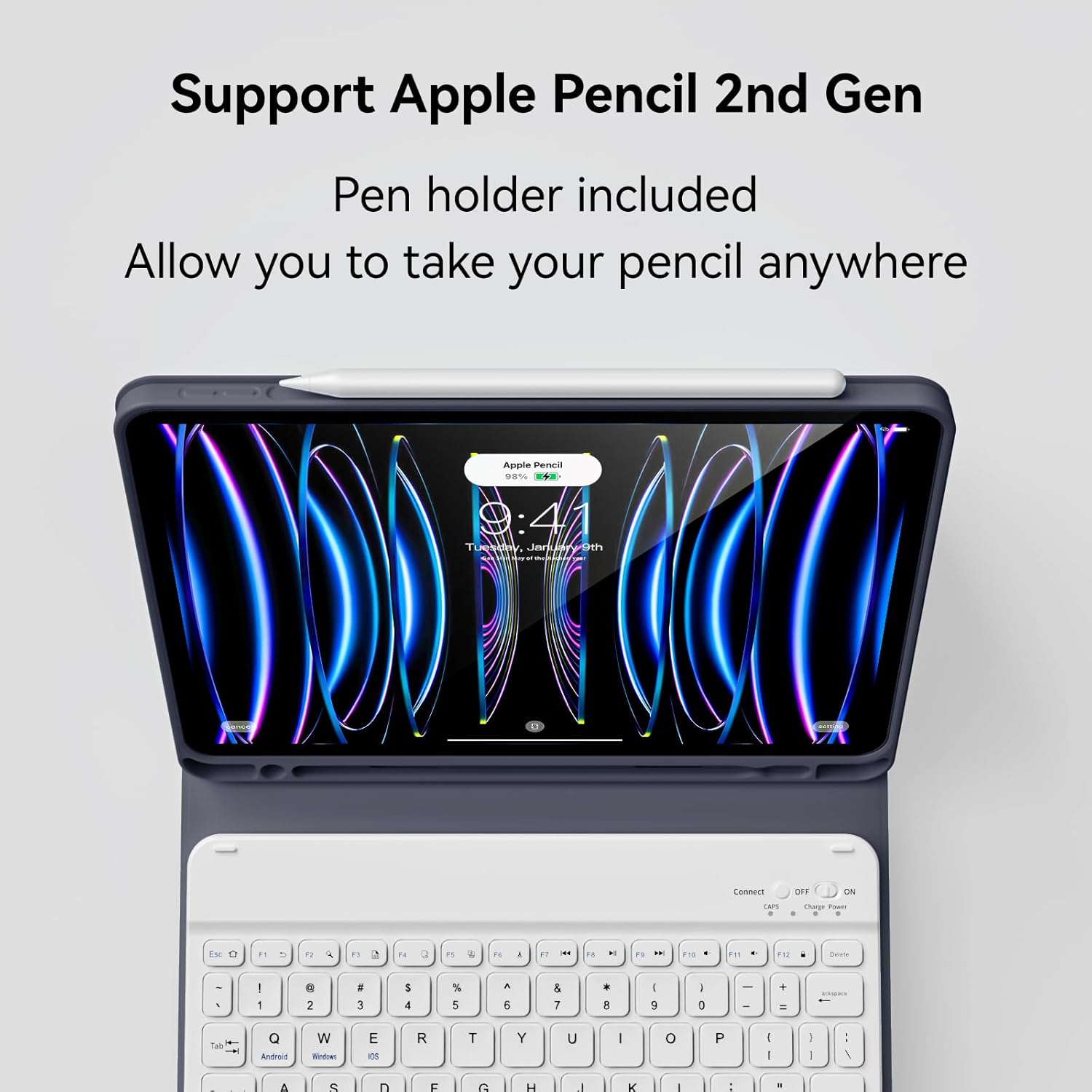 Keyboard Case for iPad Pro 11 Inch 4th Generation/Pro 3rd Gen/Pro 2nd Gen with Pencil Holder, Folio Detachable Wireless Bluetooth Keyboard & Flip Stand Case for iPad Pro 11 Inch, Purple