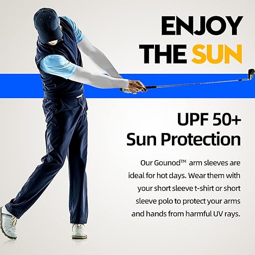 Miniatura 3 de GOUNOD Compression Arm Sleeves for Men and Women - Football Sleeves, Covers for Sun Protection, White Arm Sleeves