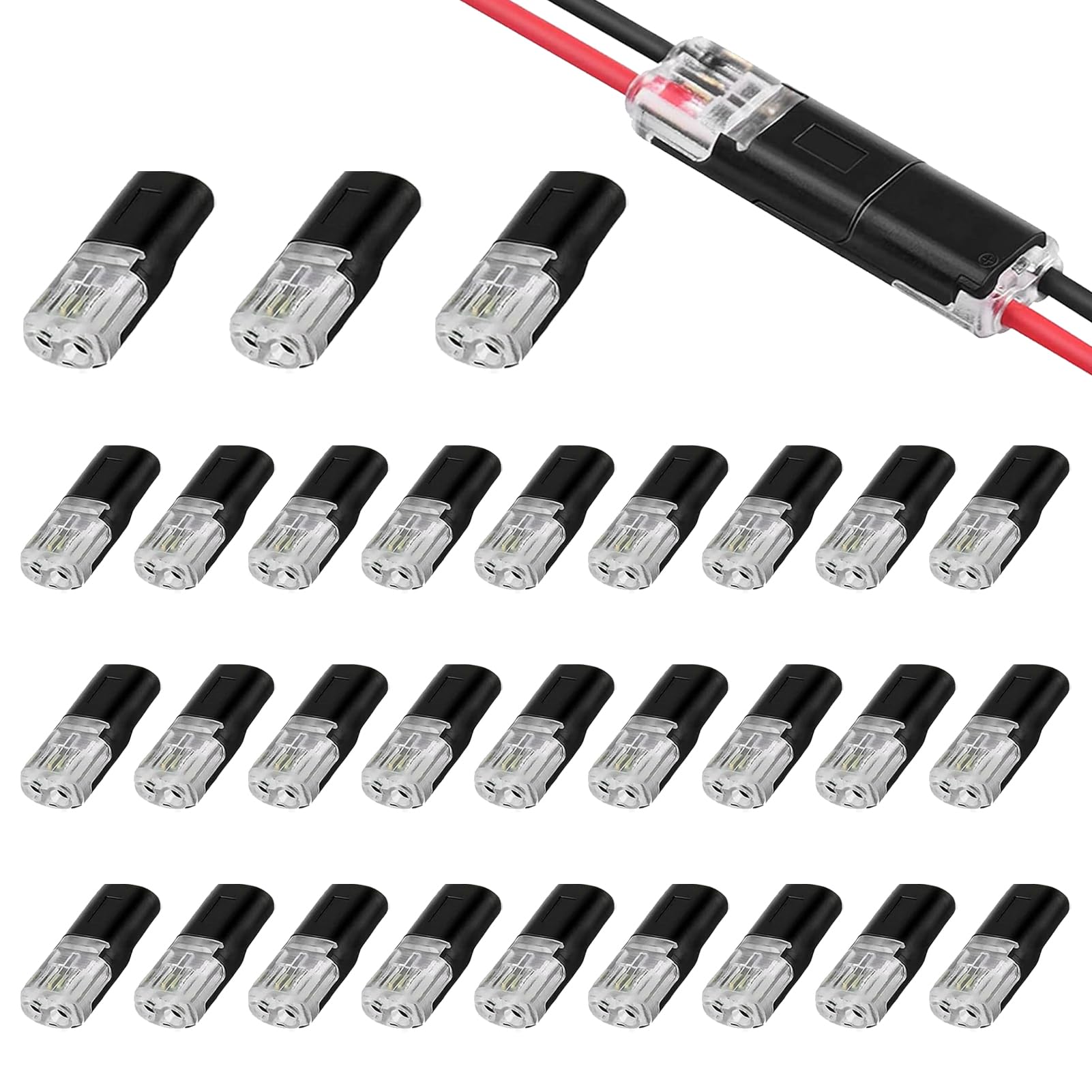 30 Piezas Terminal conector en H, Conectores Eléctricos Rapidos, 2 Pines Conector de Cable, 18-22 AWG Conector Conexión Rápida Cable, Duradero y Reutilizable, para Hogar y Automoción