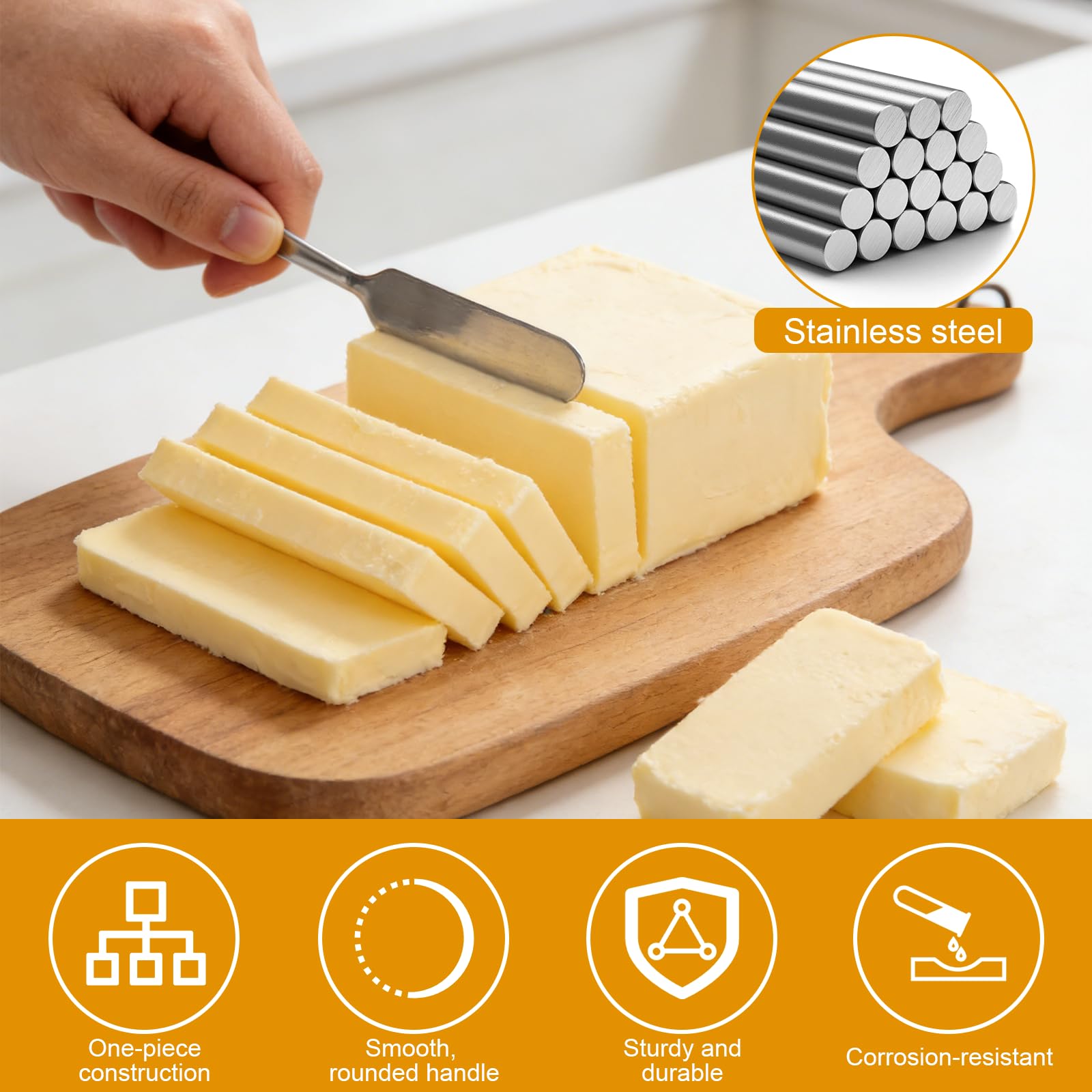 Cuchillo Mantequilla, Cuchillo Untar, Cuchillo Queso de Acero Inoxidable Juego de 4 con Diseño Panda Y Filo Romo para Untar Mantequilla Mermelada y Cremas Longitud 16, 8 Cm