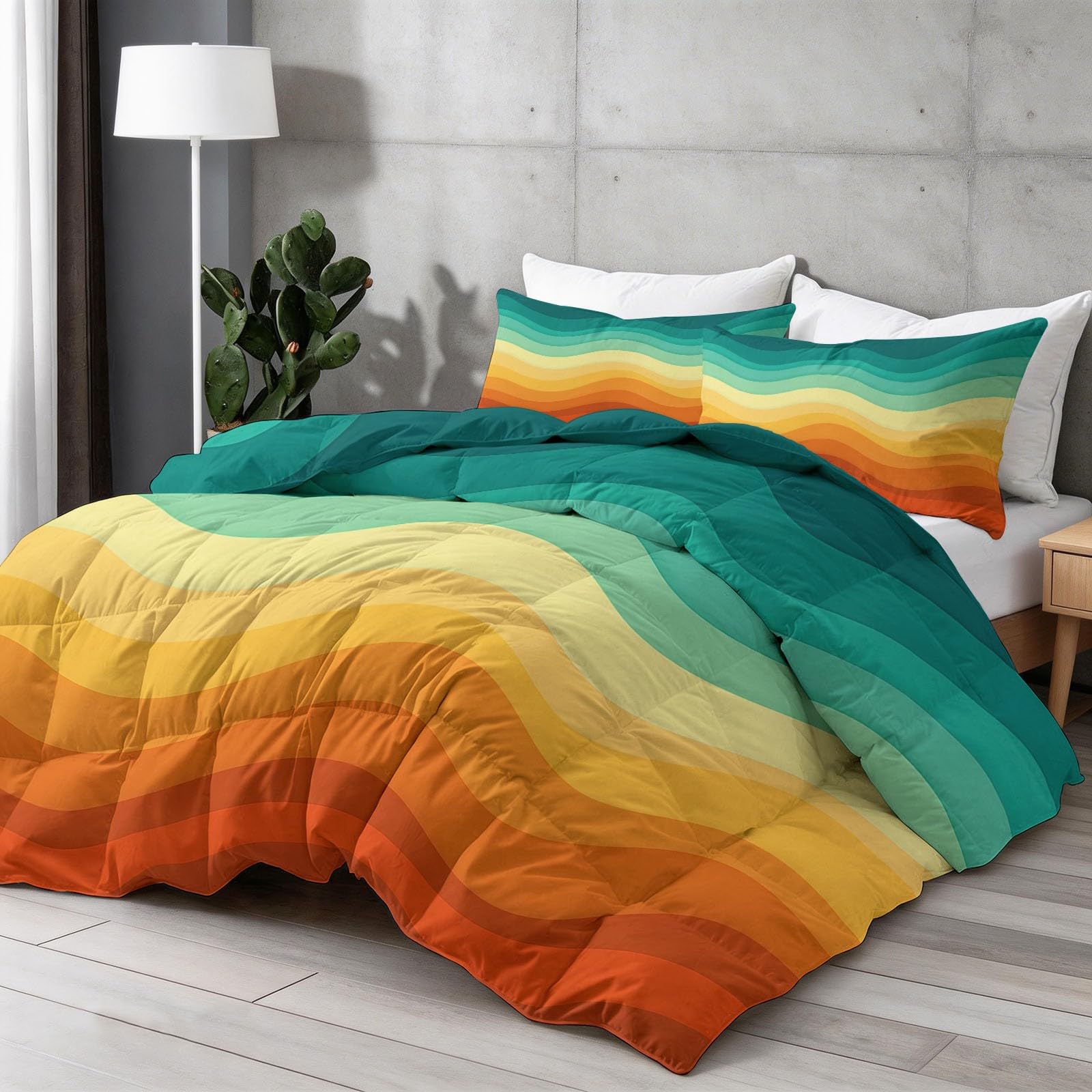 Ultra lekka kołdra letnia 200 x 220 cm, płynące paski faliste z efektem ombre, lekka kołdra letnia, cienka kołdra letnia ze 100% mikrofibry, nadaje się do prania w 40 stopniach, petrol i