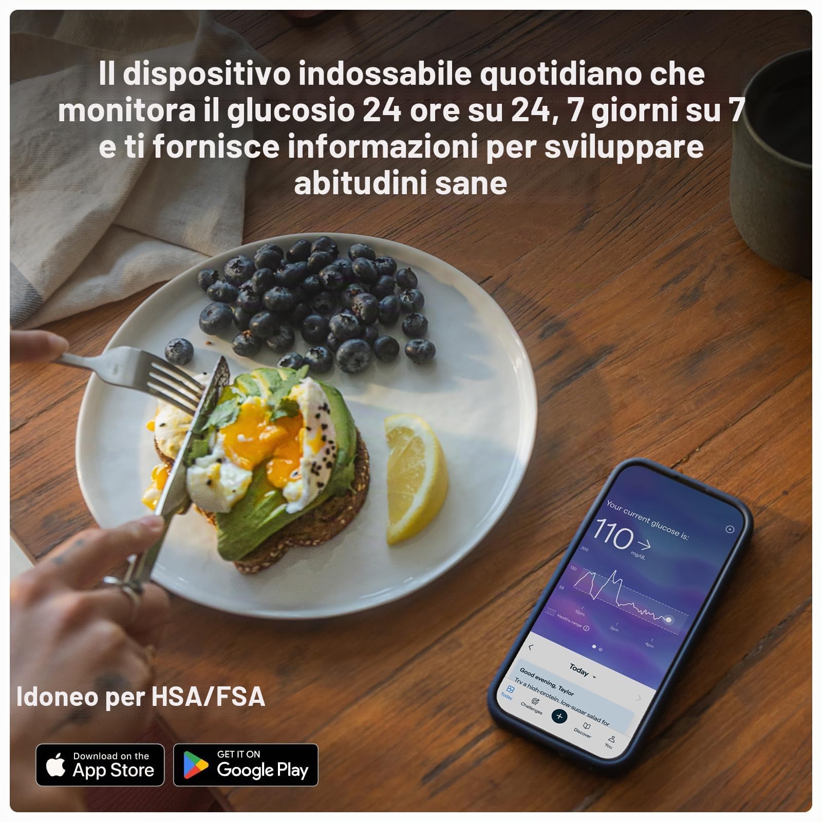 Lingo Monitoraggio continuo del glucosio (CGM) e applicazione (confezione da 2). Prodotto da Abbott. Conosci l'impatto di ciò che mangi. 1 biosensore Lingo dura fino a 14 giorni*. Progettato per
