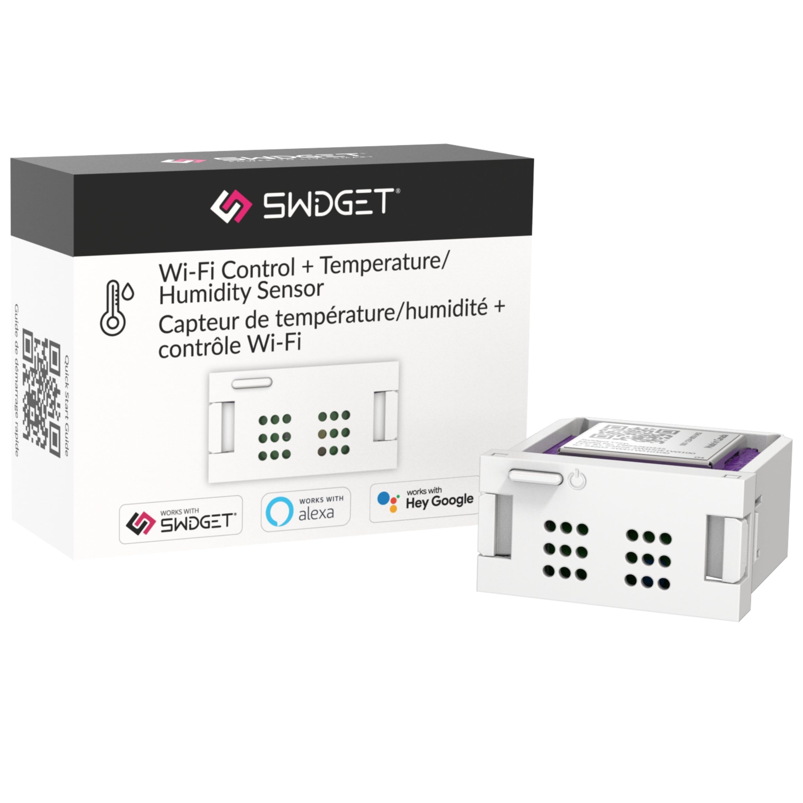 Swidget Temperature & Humidity + Wi-Fi Control Insert. Works with Swidget Outlets & Switches (Sold Separately) to Measure Temperature & Relative Humidity