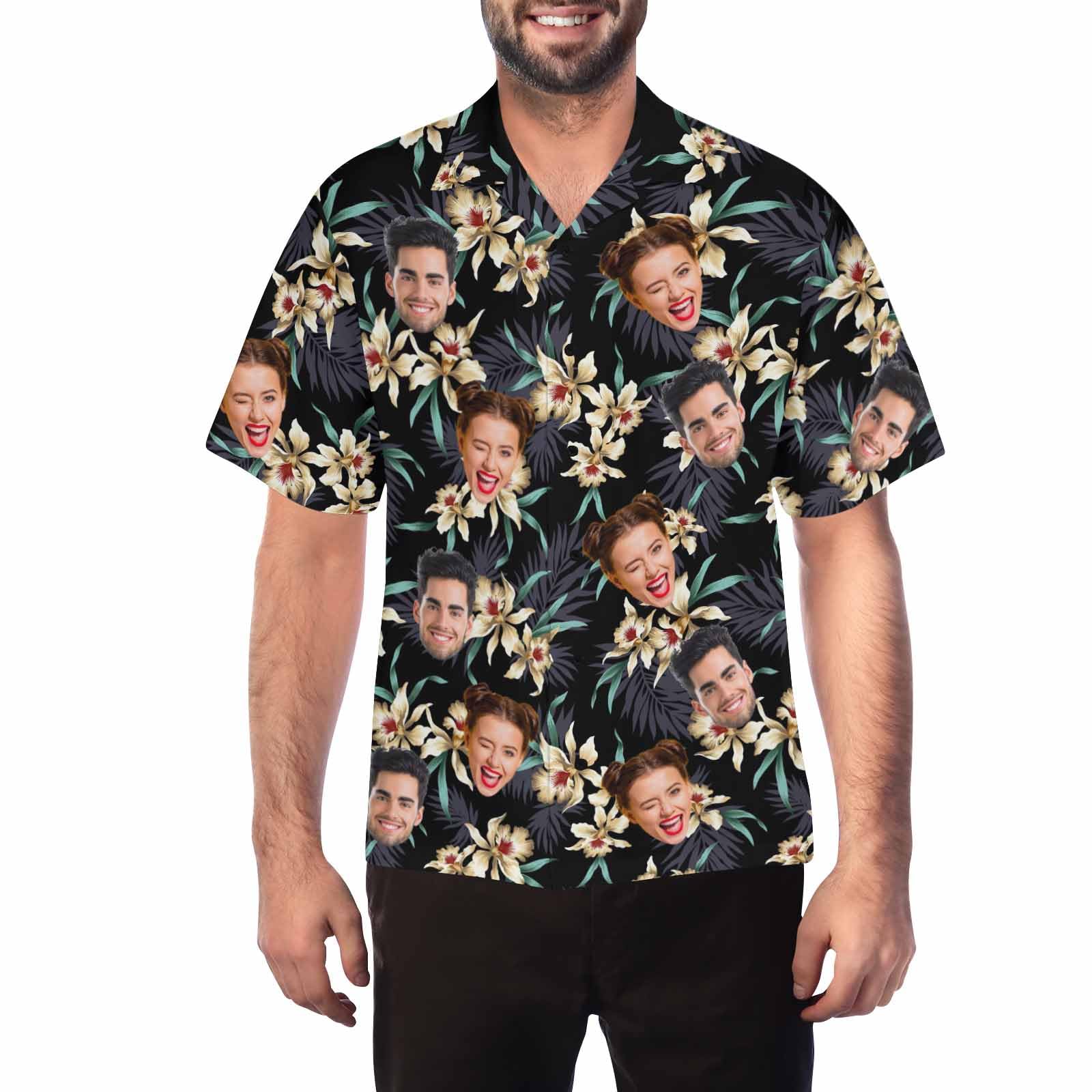 Custom Hawaiian Shirt with Pet Face Customized Aloha Shirt for Men Personalized Face on Hawaiian Shirts Button Down Shirts