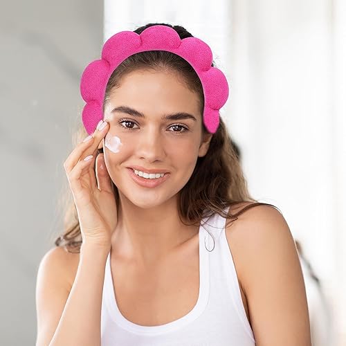 Miniatura 10 de Diadema de spa para lavado y pulsera, diadema de esponja para mujer, lavado de cara, maquillaje, cuidado de la piel, diadema antideslizante,
