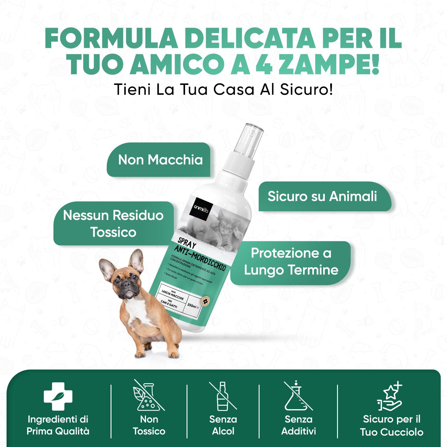 Spray Repellente per Gatti e Cani 250ml, Sapore Amaro, Dissuasore per Gatti e Cani, Spray Anti Graffi Gatto e Cane con Ingredienti Naturali, Disabituante Gatti, Spray Repellente Per Cani Senza Alcool