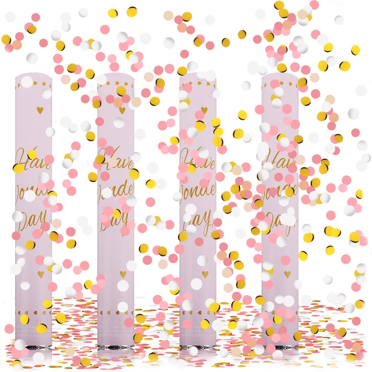 Cañón de Confeti de Papel*4Pcs, XiXiRan Tubo de Confeti Boda, Lanzador Confeti Cumpleaños, Cañones de Confeti Bodas, Confetti Poppers, Disparador de Confeti, Tubo de Confeti de Color