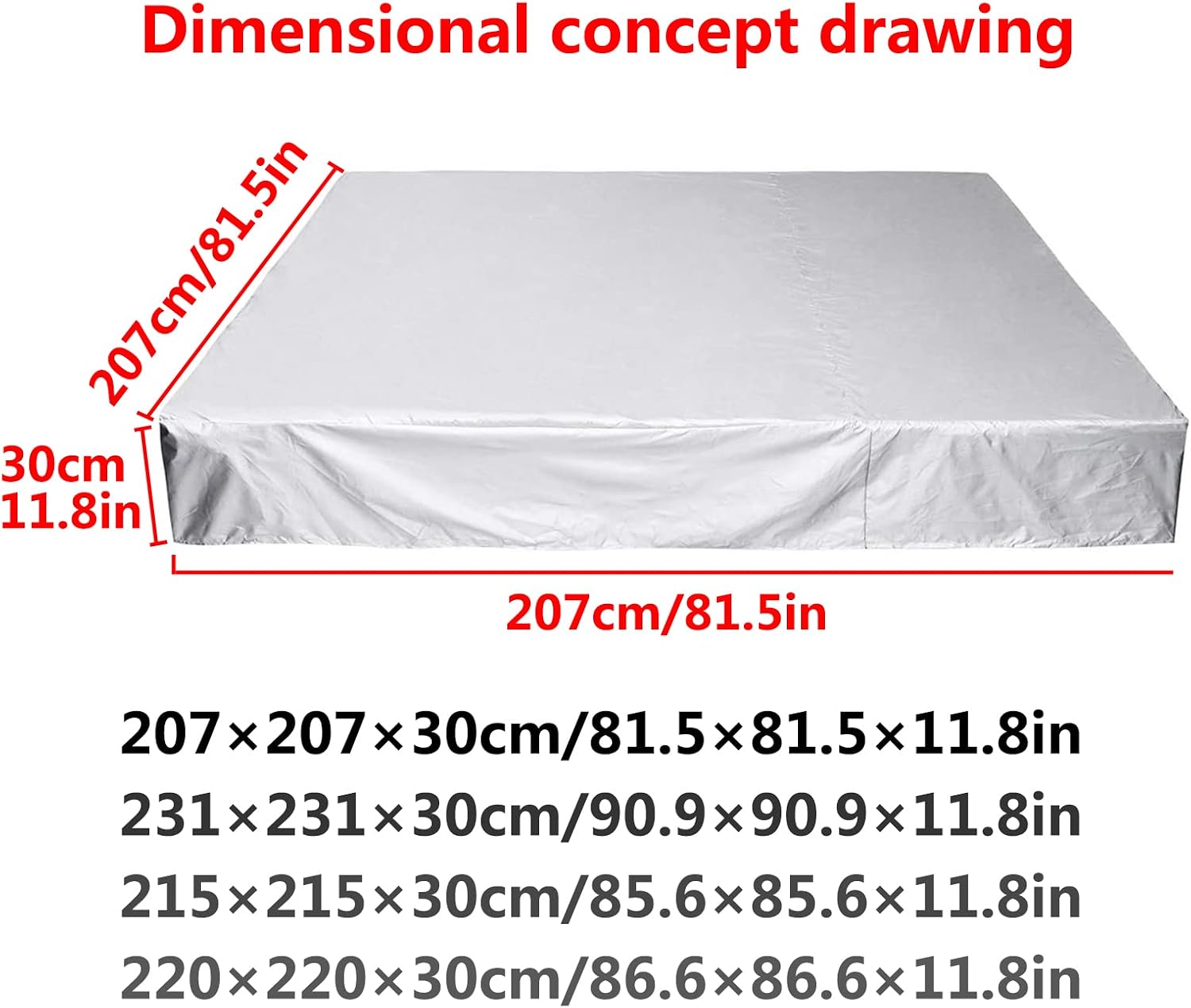 Outdoor Hot Tub Cover Cap - Weather Resistant UV Resist Polyester hot tub Cover case - Easy to Put on and Adjust Swim spa Cover protecter Elastic Hem,Navy Blue,207×207×30cm