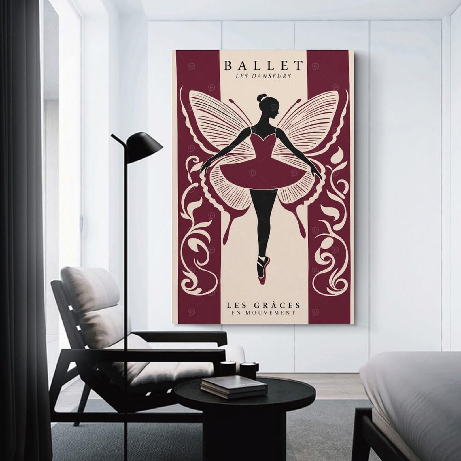 Junmoney Room Decor Wall Art Ballet Dancer with Butterfly Wings, 20x30inch(50x75cm), for Wall Displays, Bedrooms Or Room Updates, A Versatile Canvas Print for Layering