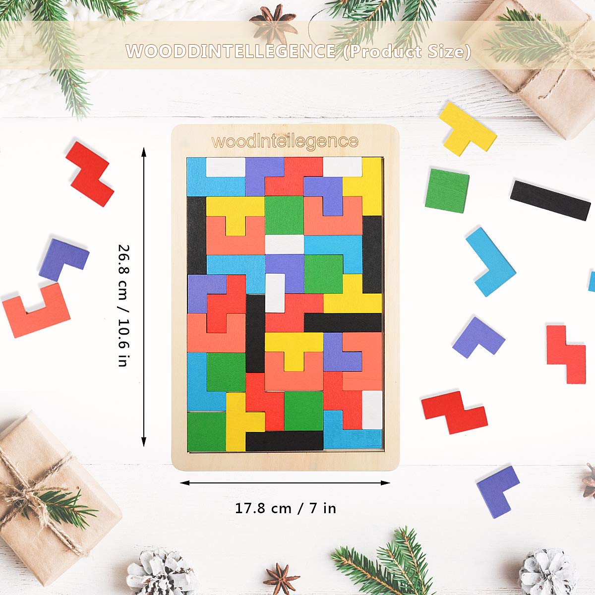 Tangram Coloré En Bois Avec Boîte En Fer Pour Enfants,puzzle De