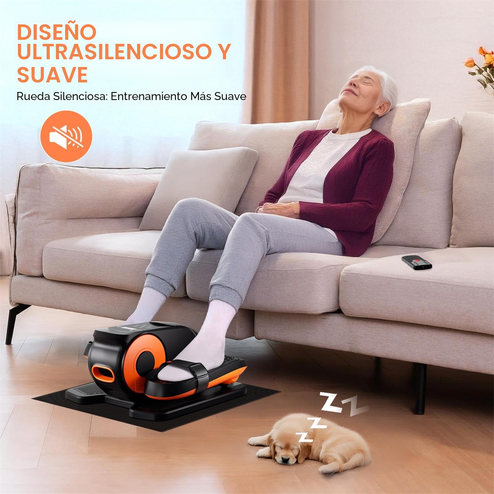 Morelax Mini Elíptica Eléctrica,Pedales Estaticos Personas Mayores,Pedaleador Electrico,Elipticas Fitness Casa,Silencioso y Portátil,Control Remoto,Pantalla,Almohadilla Antideslizante,12 Velocidades