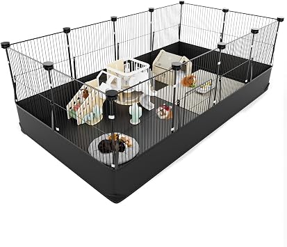 Aystkniet Guinea Pig Cage, Rabbit Run with Waterproof Bottom Liner, Small Animal Playpen for Hamster, Turtle, Hedgehog, Gerbil, Pet Fence Indoor Outdoor 122cm 60cm 40cm