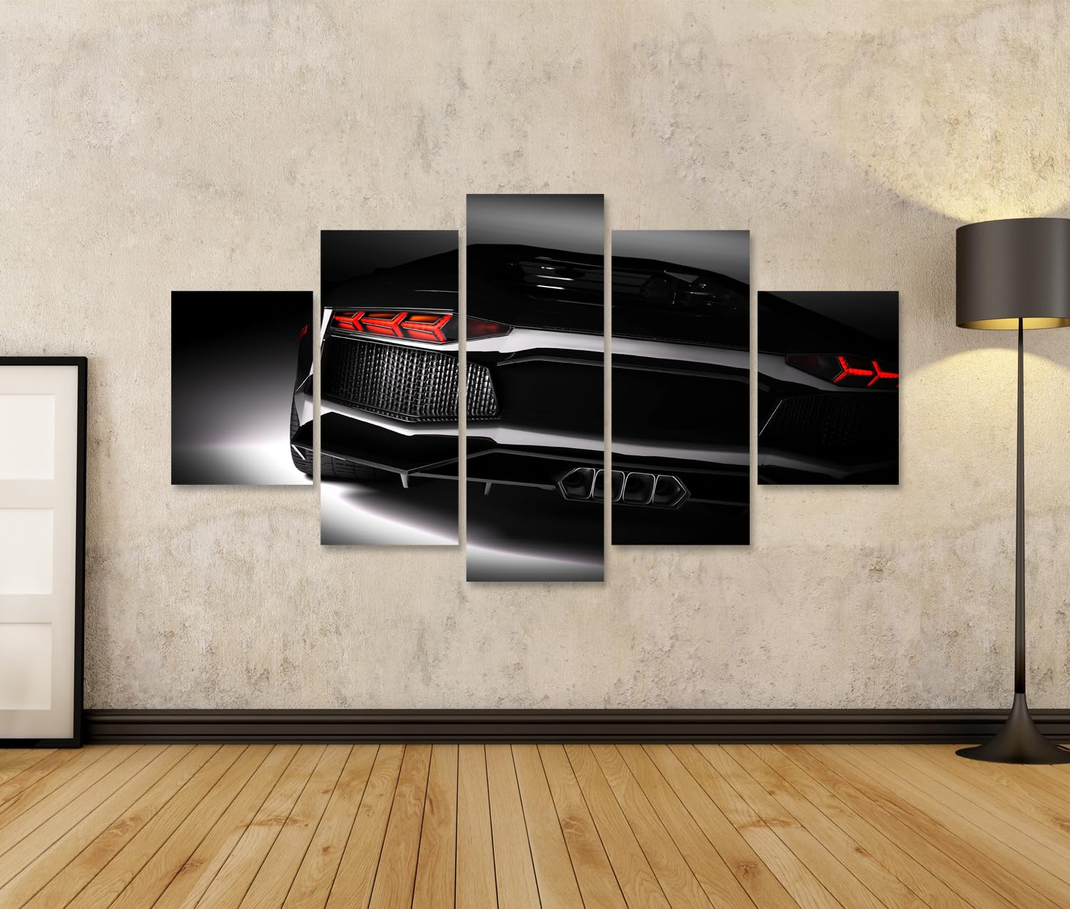 islandburner Cuadro Moderno en Lienzo Vivero De Coches Deportivos Lambo De Lujo Negro Cuadros Decoracion Cocina Salon
