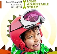 Vista 2 de OutdoorMaster Lentes de esquí para niños y niñas, con protección ultravioleta 100%, compatibles con casco, para nieve