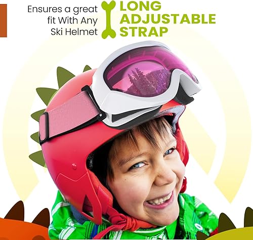 Miniatura 2 de OutdoorMaster Lentes de esquí para niños y niñas, con protección ultravioleta 100%, compatibles con casco, para nieve