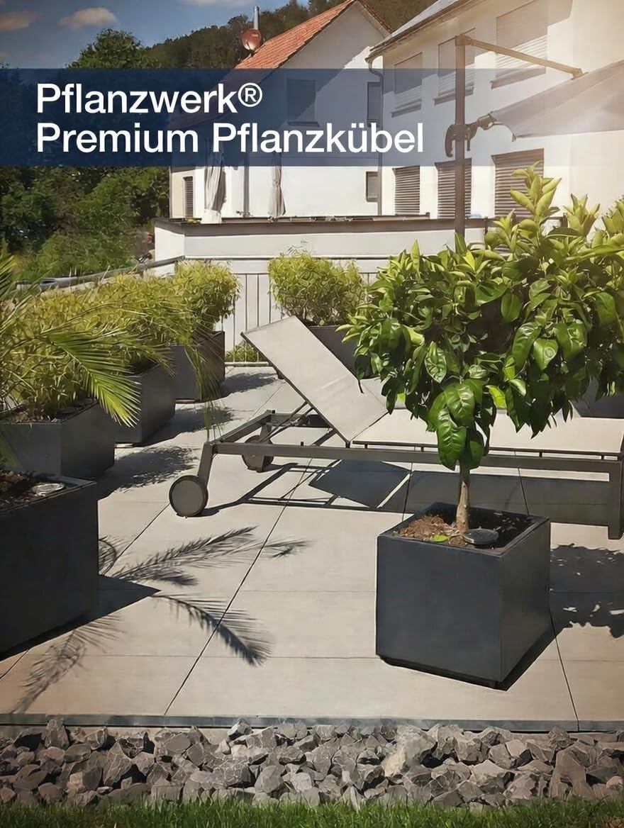 Pflanzwerk® Fioriera Vaso per fiori Portavaso CUBE Antracite 45x55x55cm *Resistente al gelo* *Protezione UV* *Europea di qualità*