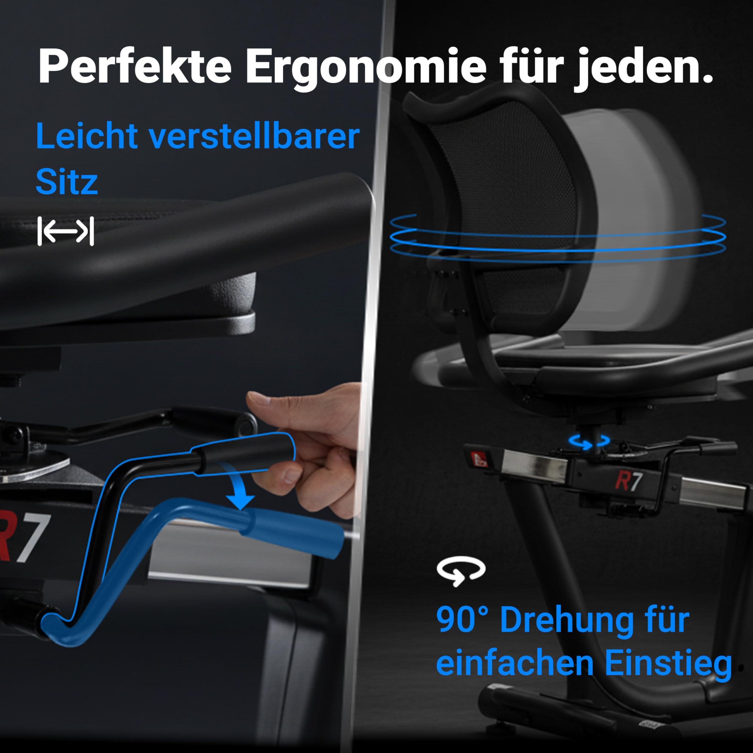 AsVIVA R7 Liegeergometer | Ergometer Fahrrad mit Sitz & Rückenlehne, 24 Programme, 18 kg Schwungmasse, Pulsmessung