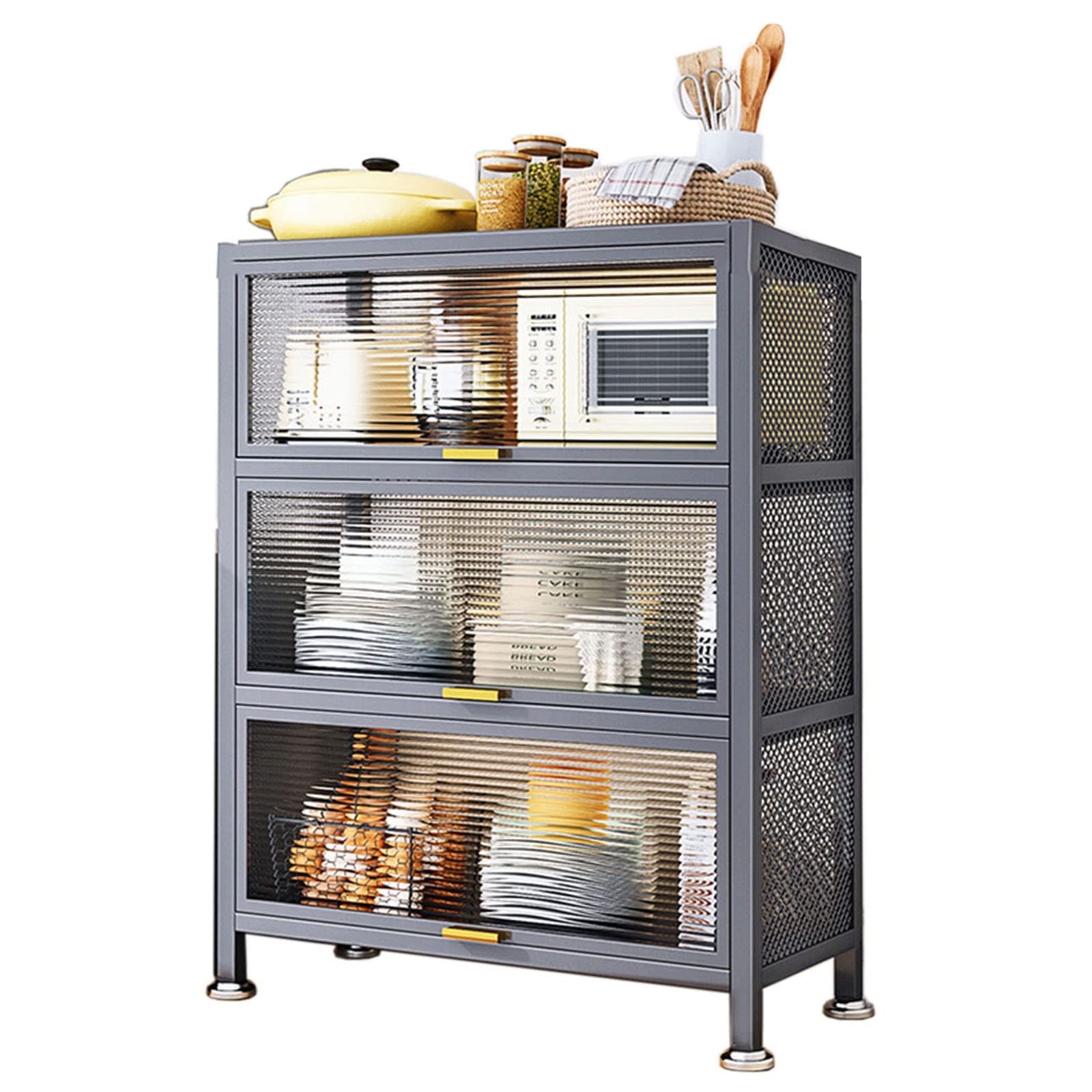 LYGXWJFC Isla de Cocina, Estante para Panadero de 4 Niveles, Soporte para microondas Industrial, Estante de Almacenamiento para Uso General de Acero al Carbono, 60 cm