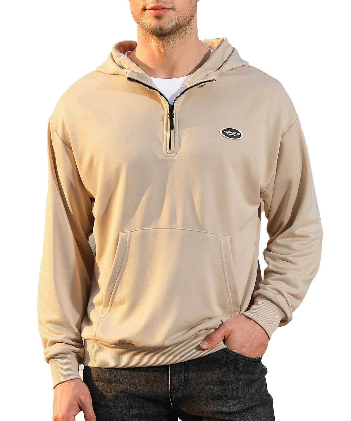 Casey Kevin Sudaderas Hombre Capucha Fina Sweatshirt Hombre con Bolsillo Cierre de Cremallera Media para Deportes en Invierno y Primavera