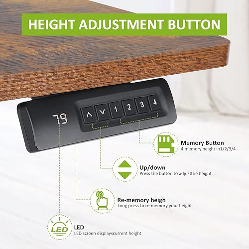 Miniatura 8 de farexon Escritorio eléctrico de pie de altura ajustable, escritorio de computadora de 47 x 24 pulgadas con escritorio ergonómico curvado, escritorio