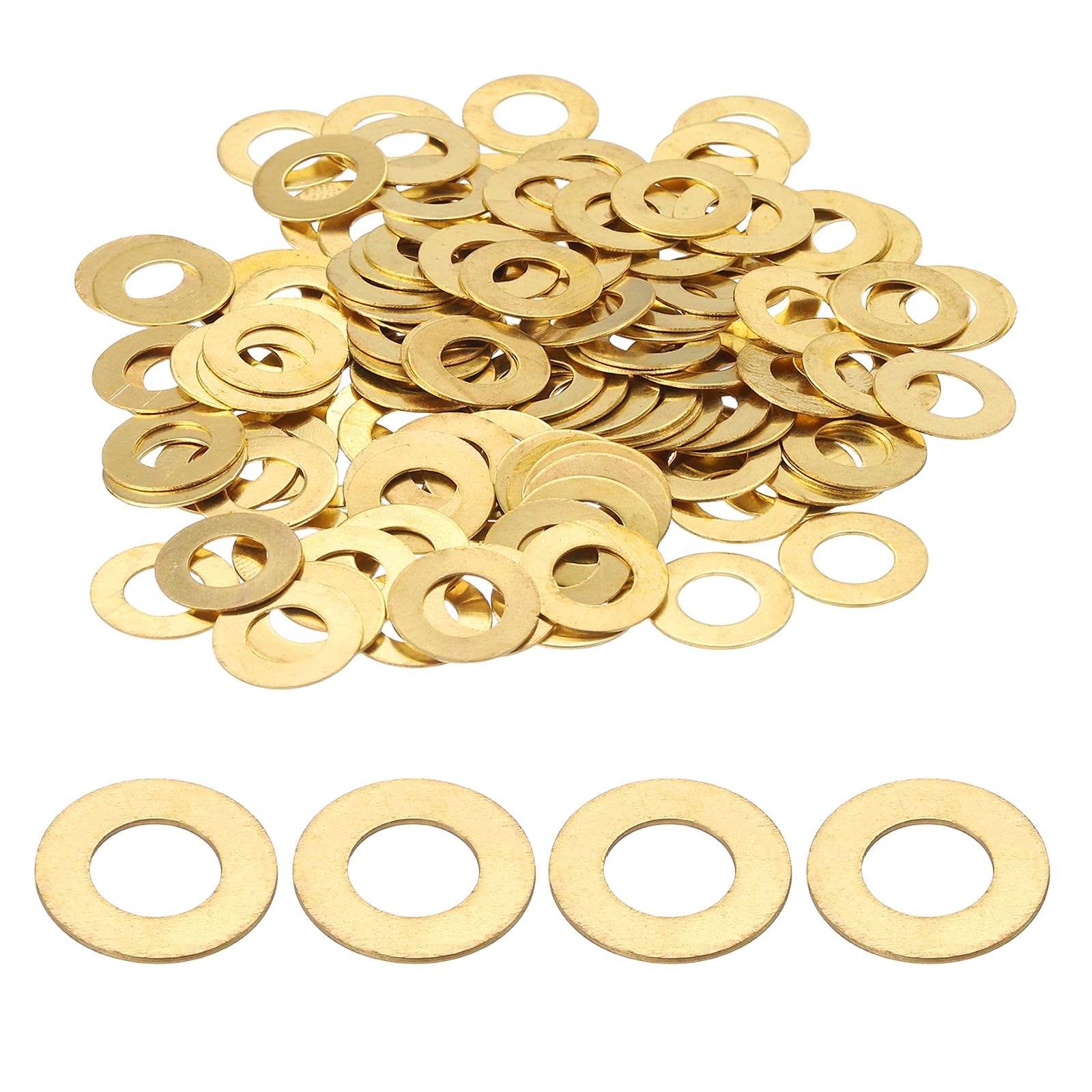 PATIKIL M6 Flat Washers, (12mm OD 0.5mm Thickness, Golden) (125 Pcs), Brass Metric Sealing Gasket Ring Crush Washer Spacers for Faucets/Garden/Bolts/Screws/Hose Pipe