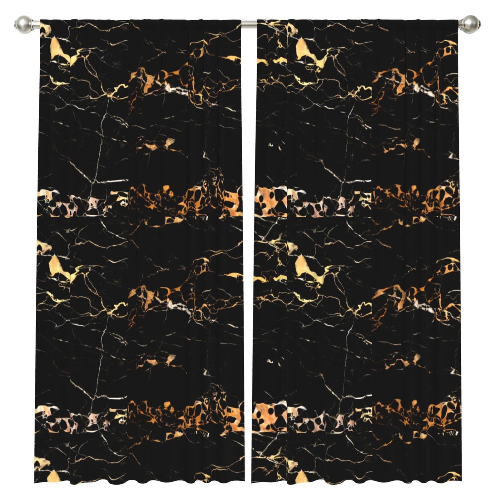 InOmak Marble Printed, 2 Panels Window Curtains 52 x 84 Inch Blackout Curtains for Living Room Bedroom
