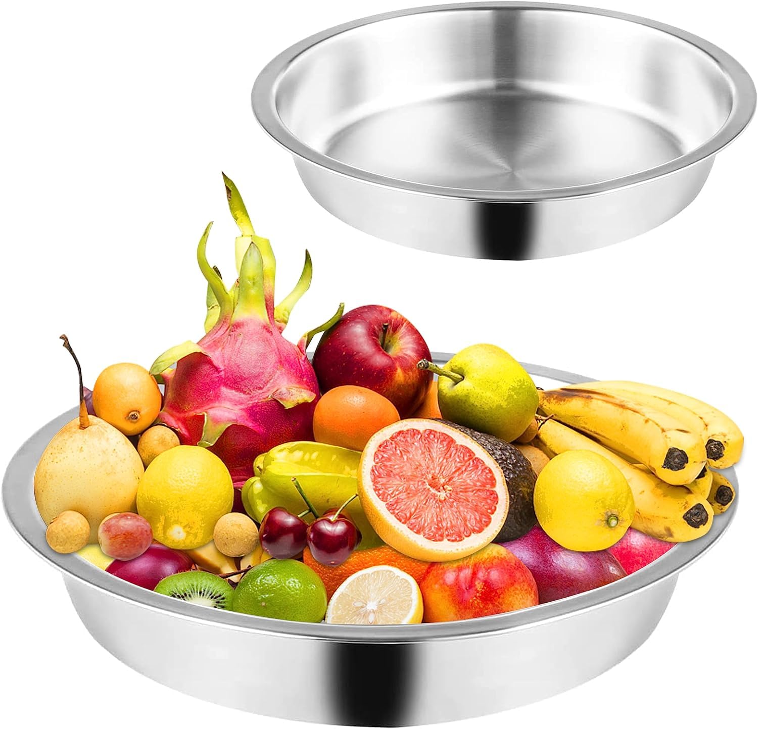 HONHPD Stainless Steel Round food Pans,Food Pan for 6.8QT Chafing Dish Buffet Set, (1PCS)