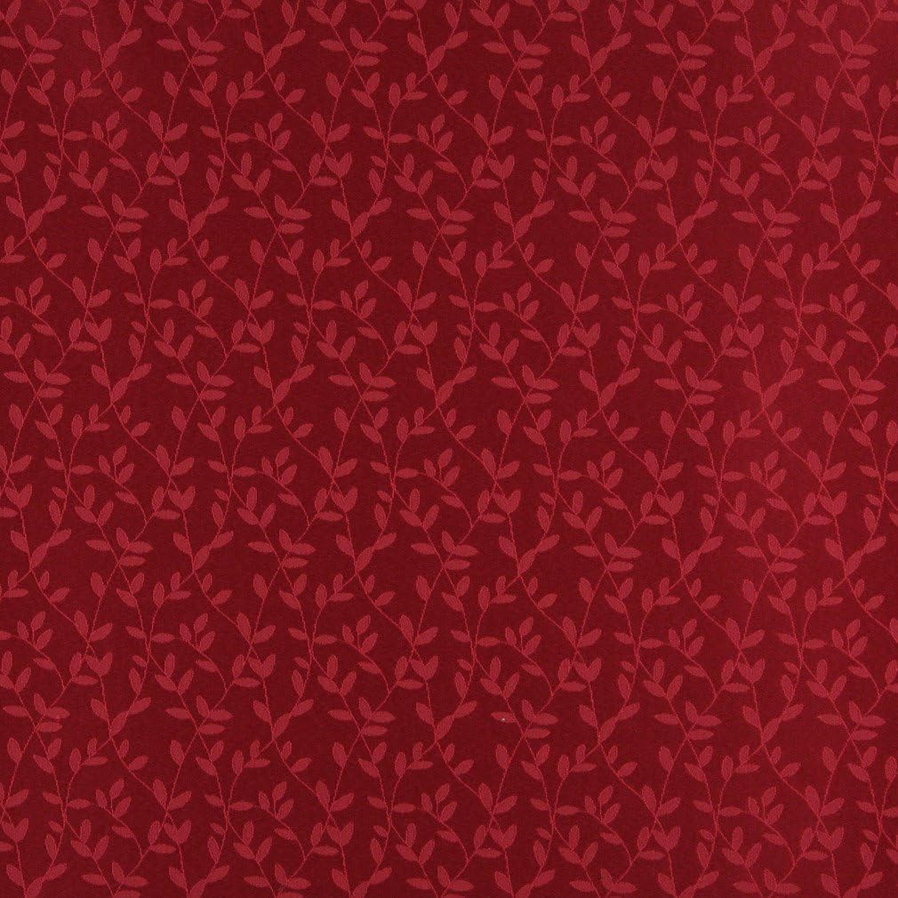 Red Vine Leaves Jacquard Woven Upholstery Fabric by The Yard - SKU: Julius Ruby