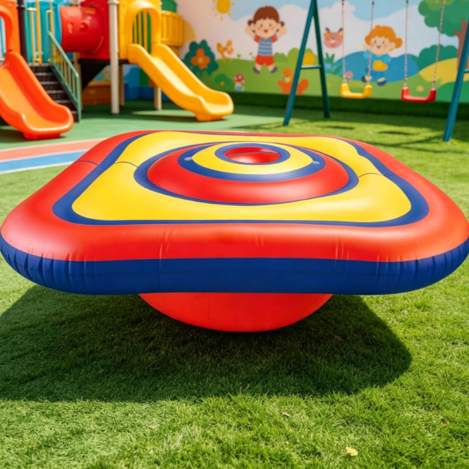 harayaa Inflatable Balance Seesaw Tavola d'Equilibrio Gonfiabile Altalena Oscillante Piattaforma Bilanciamento Base Quadrata Struttura in PVC per Gioco