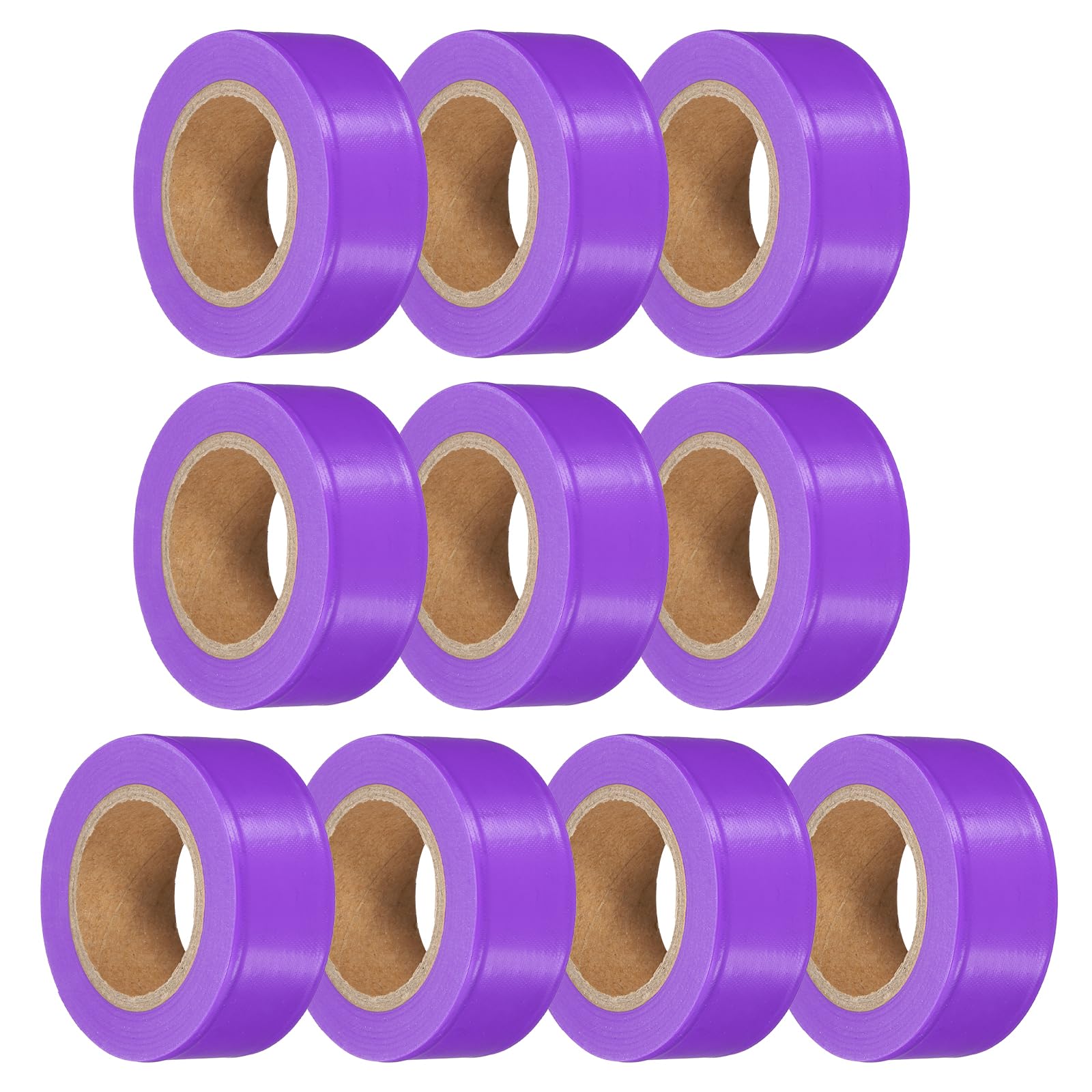 PATIKIL 10Pack Flourescent Purple Flagging Tape, 1" x 100 ft Non-Adhesive PVC Neon Ribbon Marking Roll Survey Tape for Tree Marking, Trail Marking