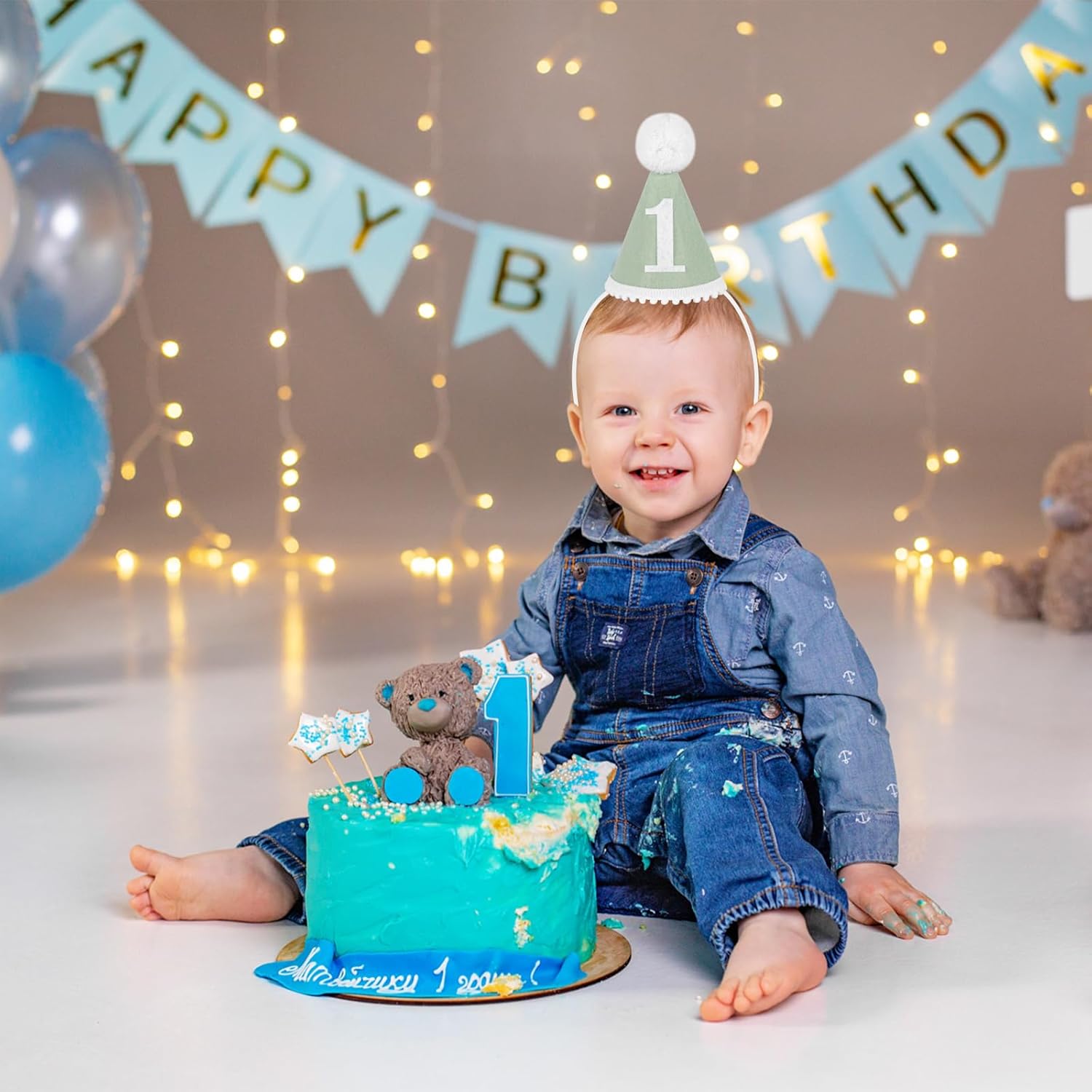 Winmany Baby 1st Birthday Hat Girls Boys First Birthday Photo Props Cake Smash Party Decorations