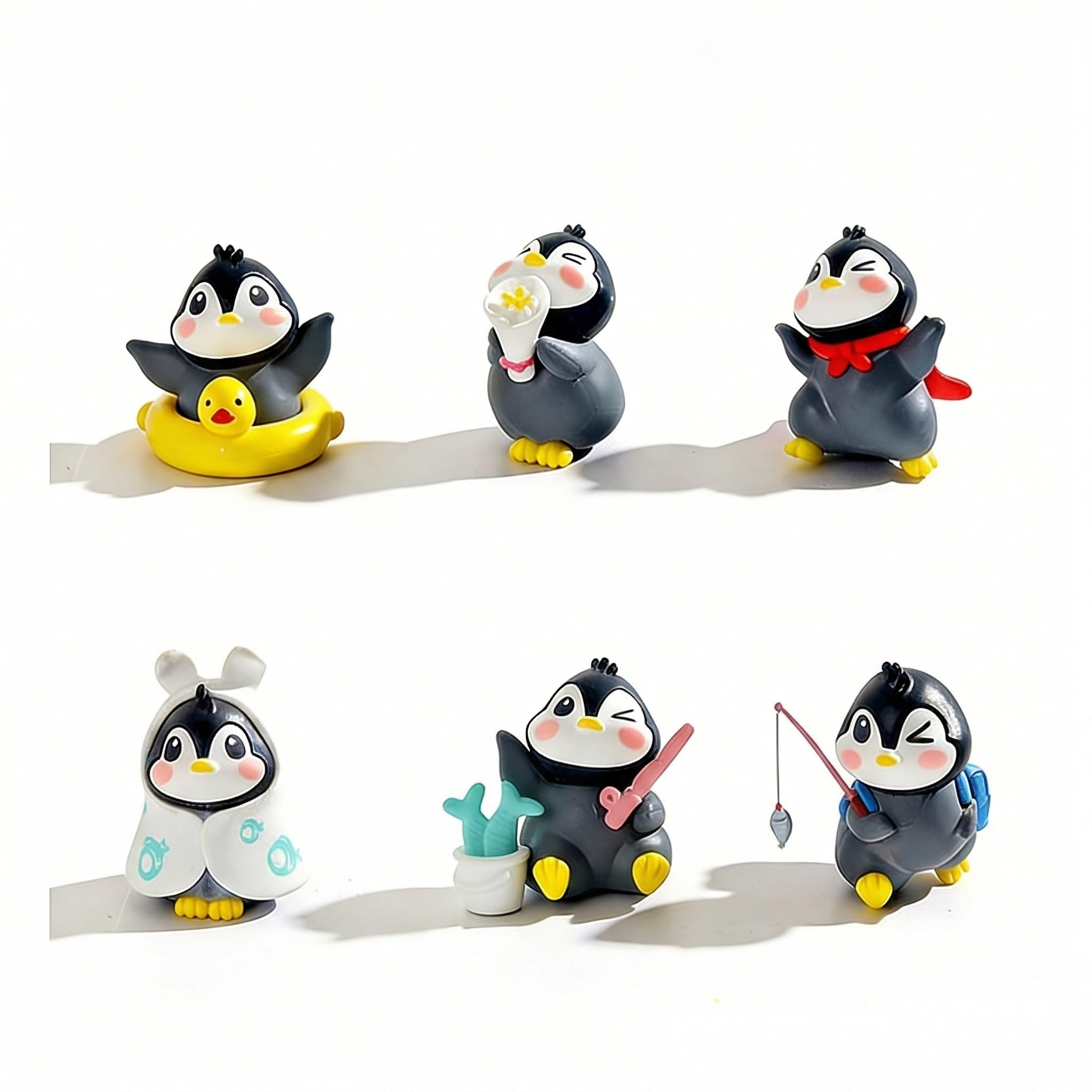CutitiUU 6 Pack Mini Cute Penguin Figures Cake Toppers,Mini Penguinfigurines Ornaments Penguin-statue Garten Decor,Miniature Penguin Figurines Table Ornament,Cute Penguins Figure Set