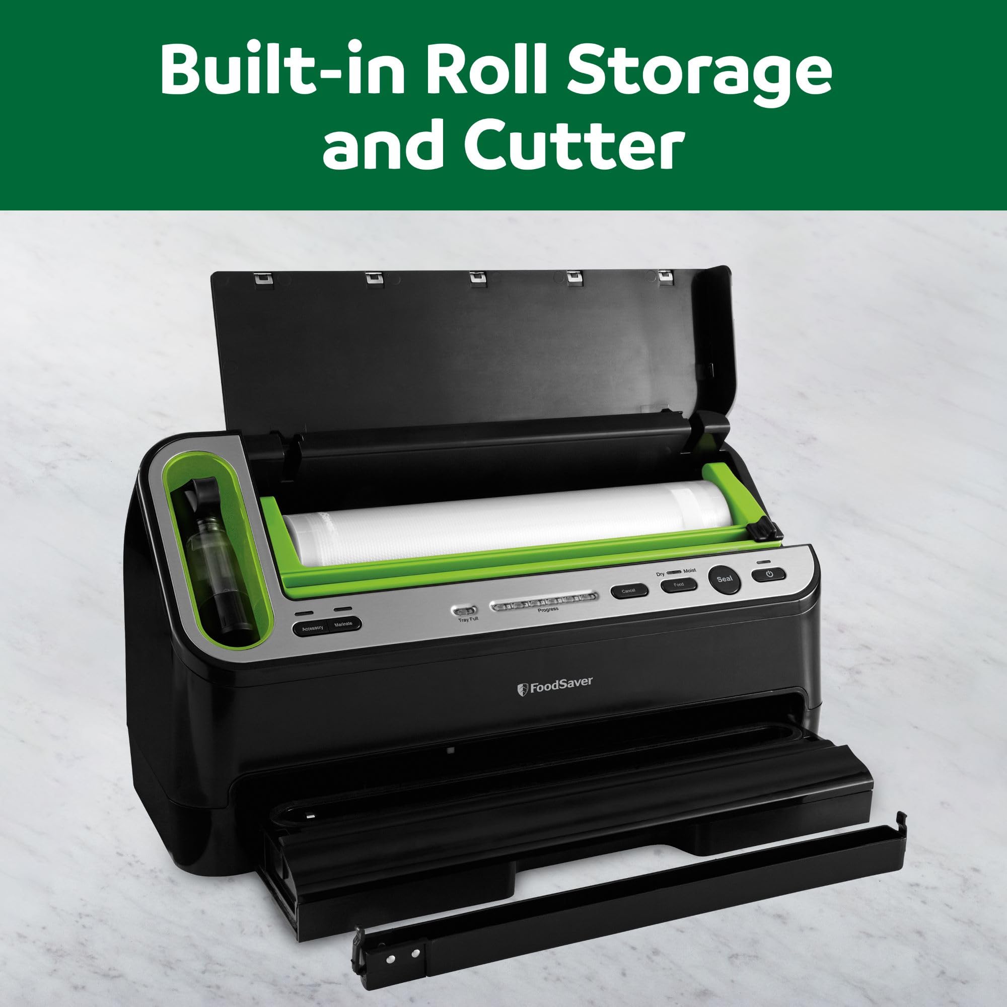 Potane Precision Vacuum Machine,Pro Food Sealer with Built-in Cutter and Bag Storage(Up to 20 Feet Length), Both Auto Manual Options,2 Modes,Includes 2 Bag Rolls 11”x16’ and 8”x16’,Compact Design product image 23