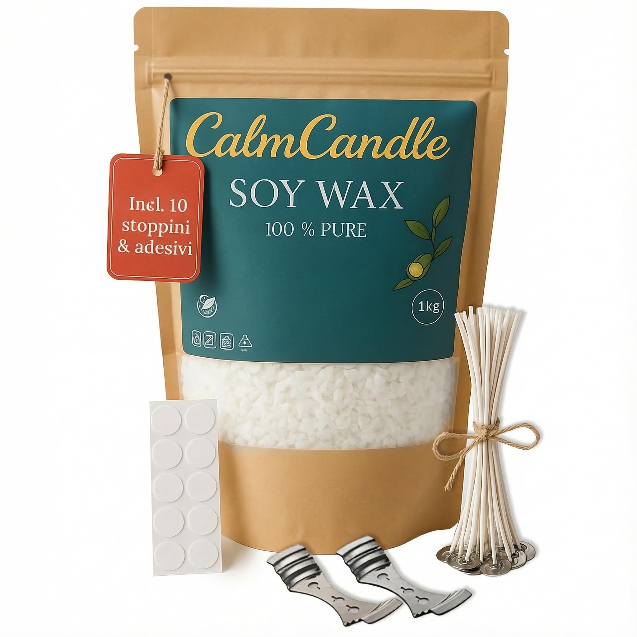 VEGISHINE Cera di Soia per Candele, Naturale Cera di Soia per Candele 1kg, Cera per Candele fai da te, Prima Qualità Cera di Soia per Candele 1kg 2kg 5kg 10kg