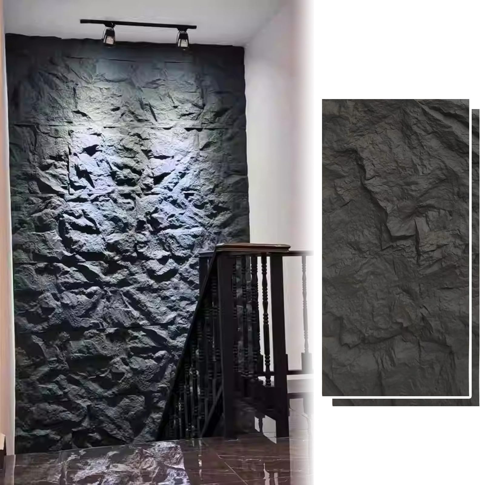 Revestimiento de pared de poliuretano 3D realista aislante y ligero para interiores