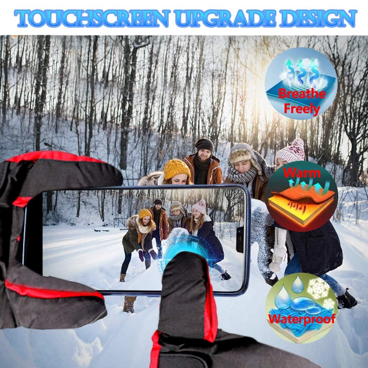 CHEWYNP Guantes térmicos, Guantes térmicos con batería, Guantes de Mano cálidos de Invierno a Prueba de Viento para Mujeres, Hombres, Senderismo, Patinaje, esquí, Snowboard, Ciclismo y CAM