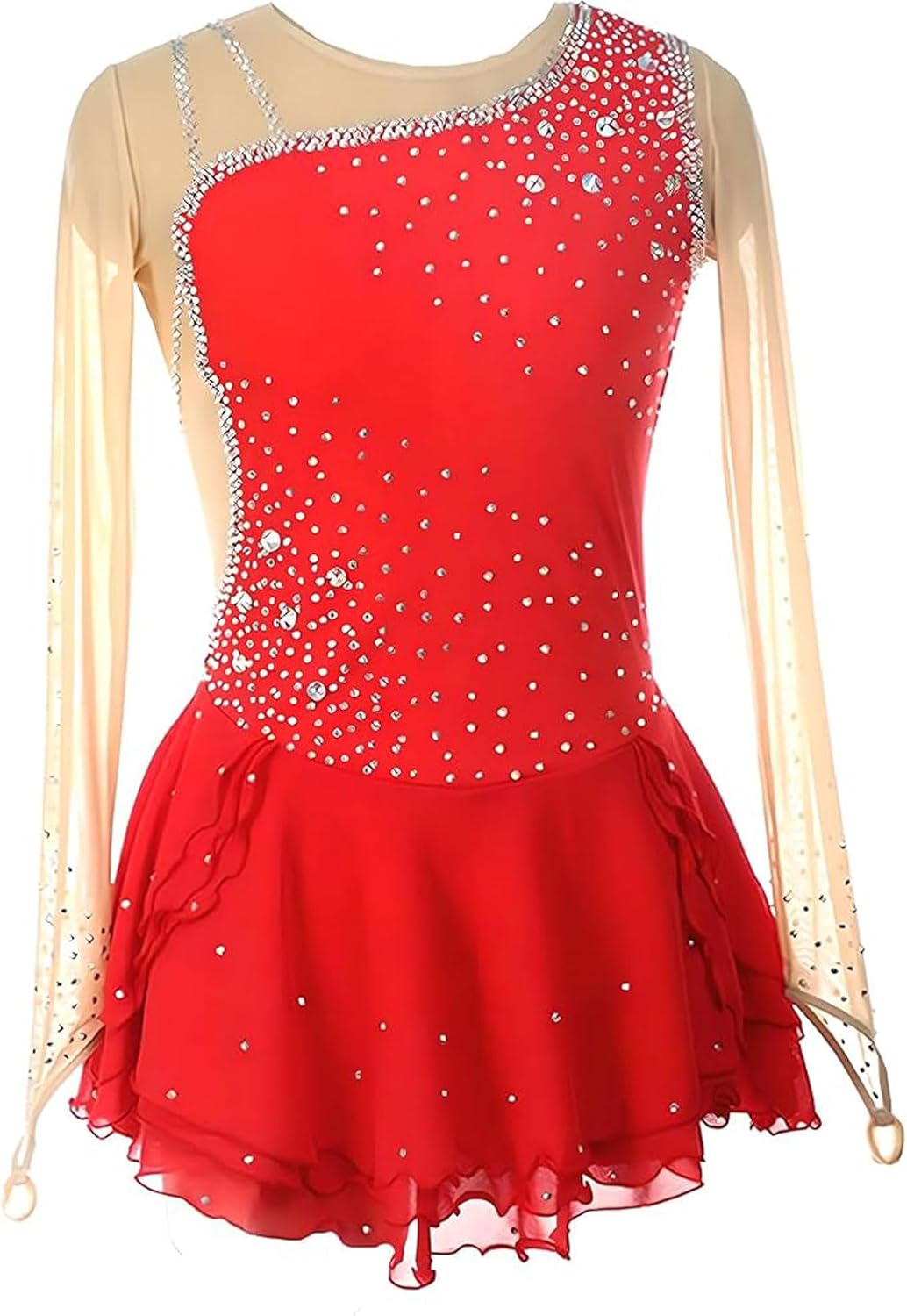 Girls' Professional Figure Skating Dress Long Sleeves Outdoor Ice Dancing Performance Clothing Ballet Dance Suit