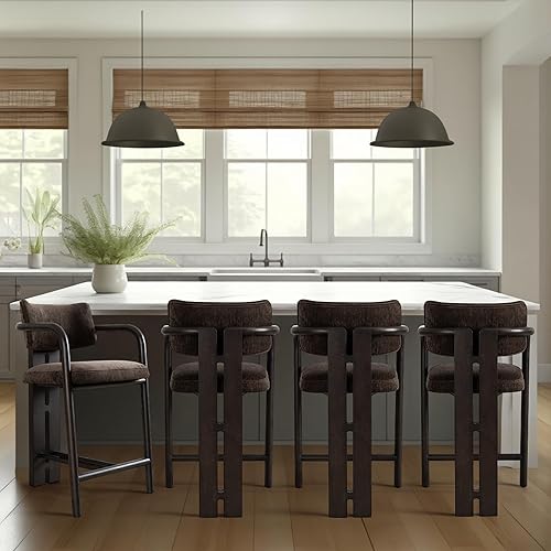 Armen Living Aaliyah Espresso Solid Wood Upholstered 26" Counter Height