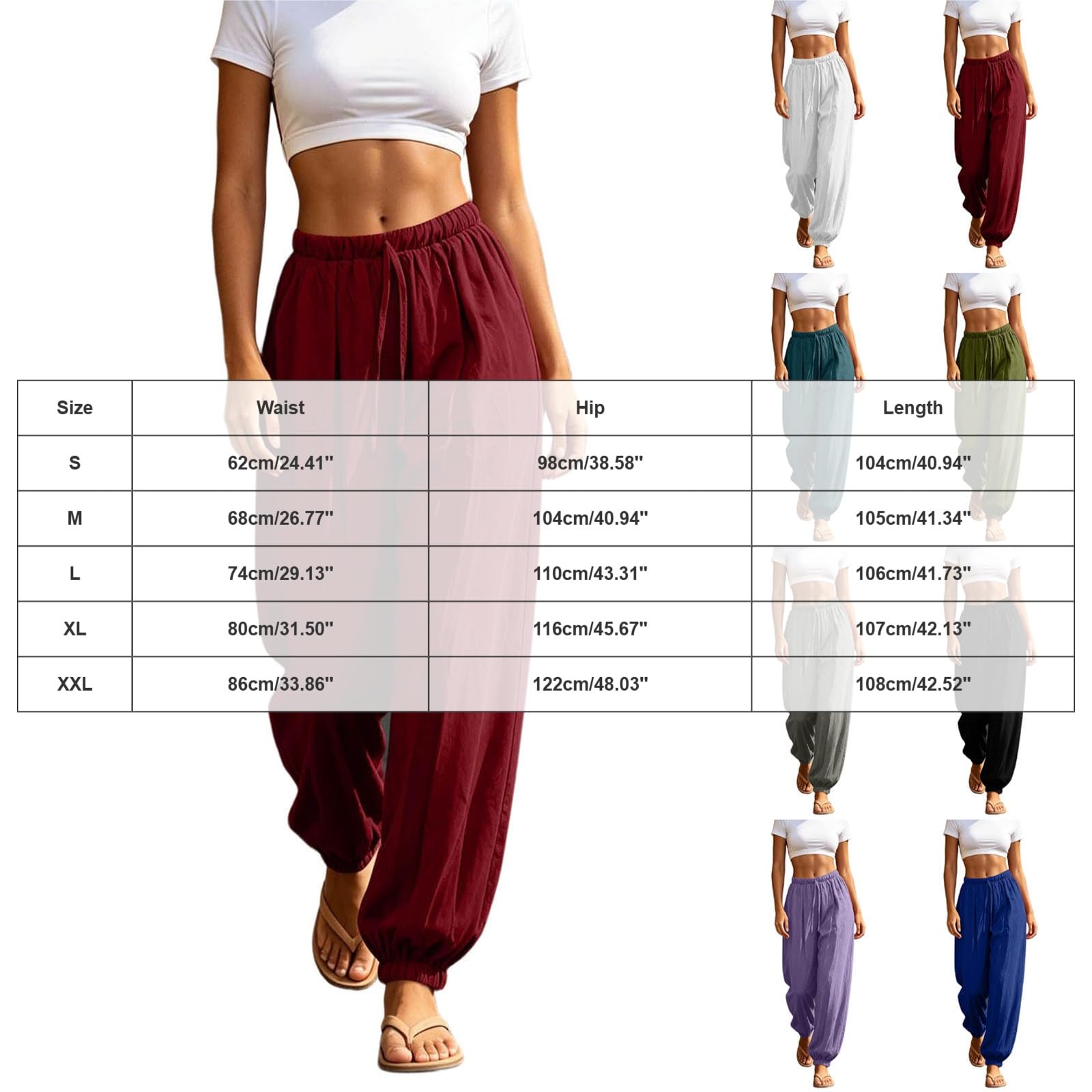 Pantalone Lino Donna Pantaloni da Yoga da Donna a Tinta Unita con Tasche, Dritti, Elasticizzati, vestibilità Ampia, Pantaloni a Contrasto Tinta Unita Estivi Larghi