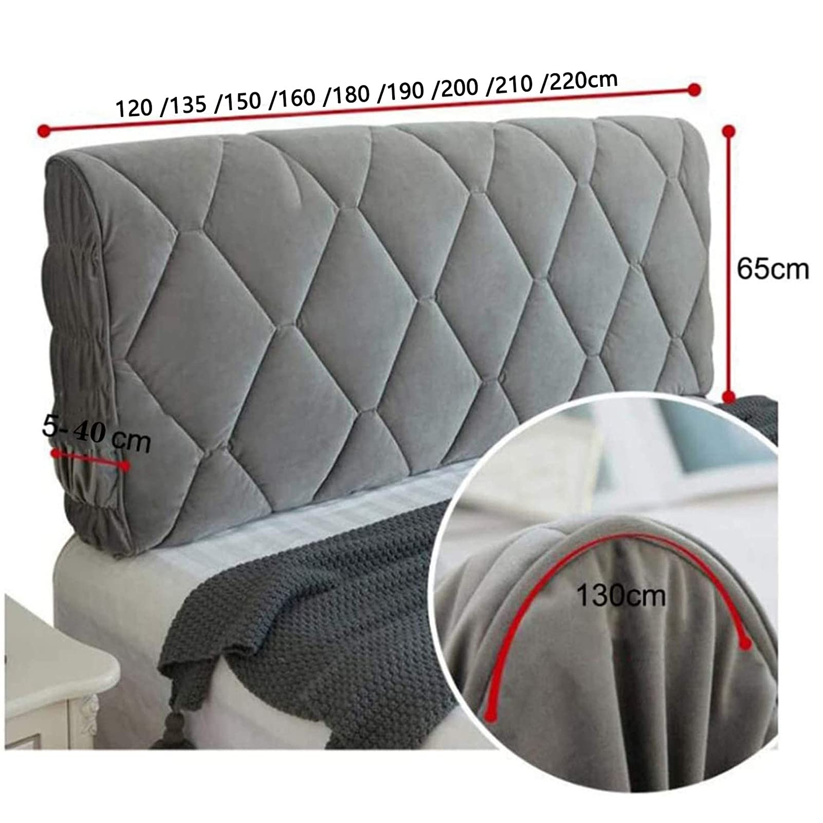 Copertura per Testiera, Copritestiera Letto Copertura/Copri Testata Letto Matrimoniale/Singol Imbottito Fodera Elastica Protezione per Letto Copri Testata Letto (180cm/70.9in,Avorio)