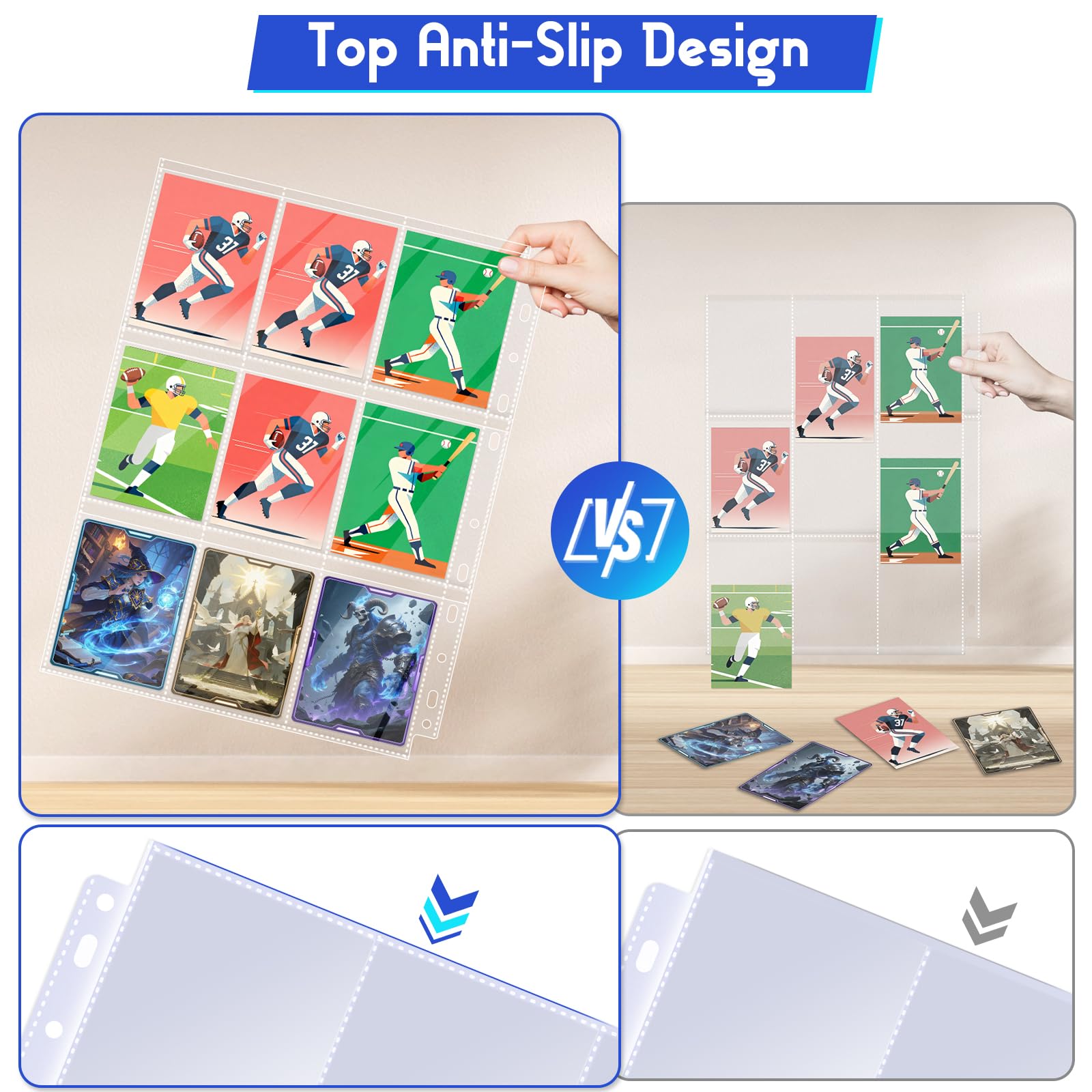 Lot De 360 Pochettes Pour Cartes à Collectionner – Double Face, 9 Poches, Chargement Latéral, 11 Trous, 20 Pages Noires