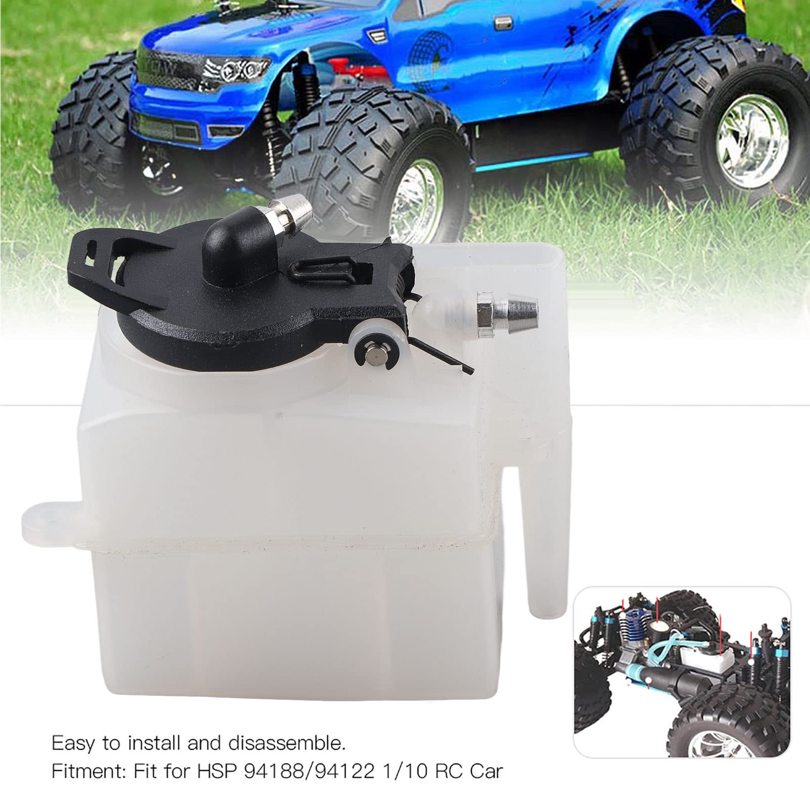 Pilipane RC Fuel case, Plastic Gas Power Vehicle Fuel Model Accessory and 75CC 02004 Fuel case Gas Power Vehicle Model Accessory, Fuel case Oil Container Spare Fit for HSP 94188/94122 1/10 RC Car