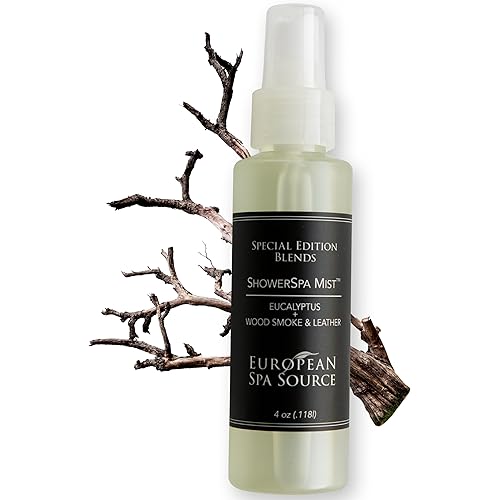 Special Edition - Eucalyptus, Wood Smoke + Leather ShowerSpa Mist Spray for Aromatherapy, at Home Spa Experience, Sinus Congestion Relief, and Tension Relief, 4 fl oz.