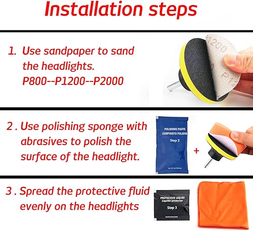 Miniatura 7 de AUTOXBERT Kit de restauración de faros de coche, abrillantador, reparación de arañazos, pasta líquida, pulidora de lentes de luz, herramienta de