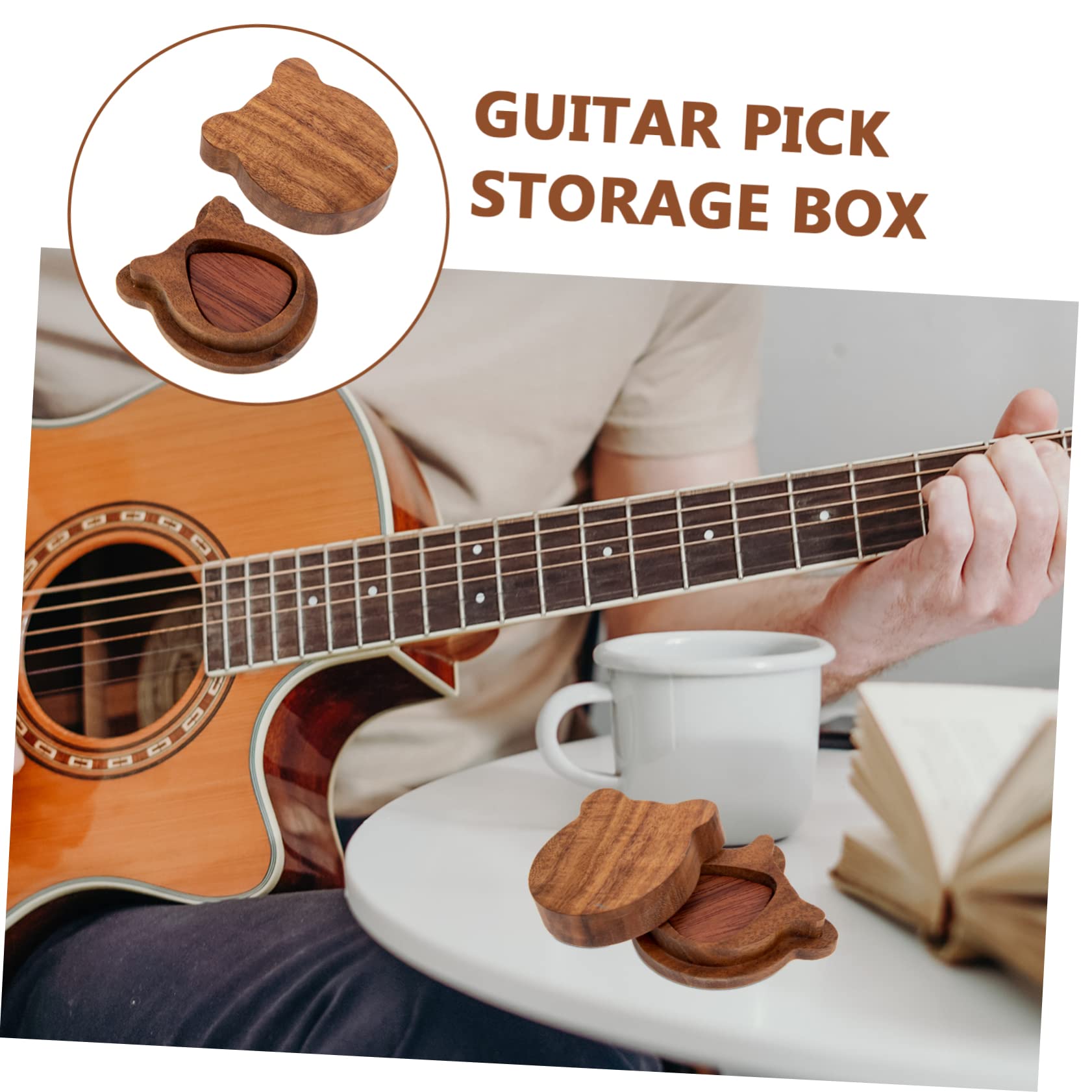 4sätze Holz-Gitarren-plektren Mit Praktischem Halter Langlebiges Plektrum-Set Mit Plektren Für Gitarre Und Bass Für Musiker Und Gitarristen