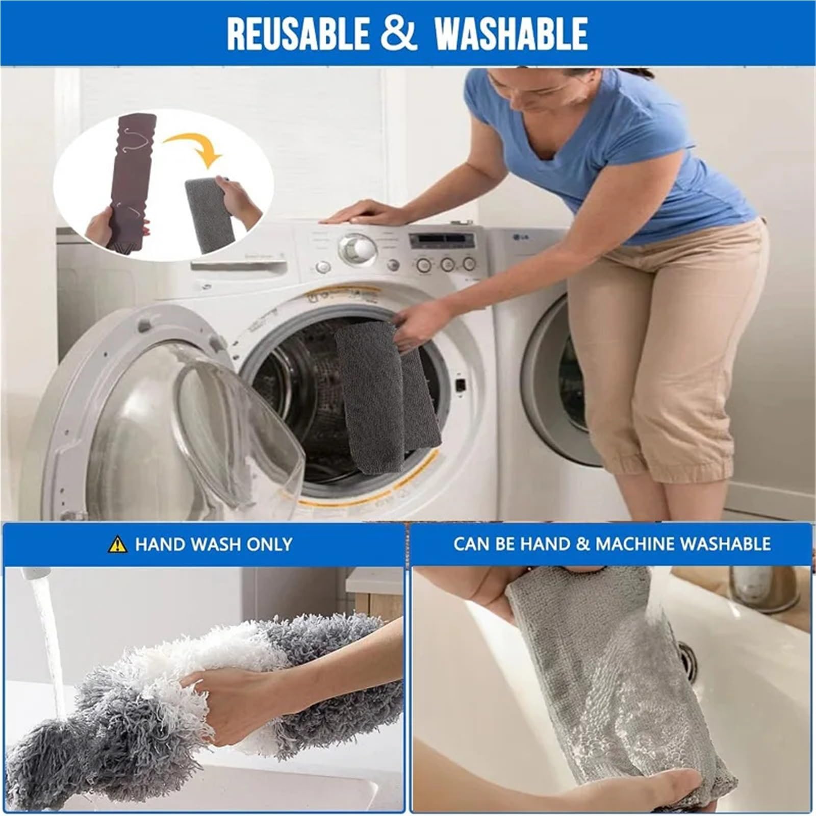 Plumero Atrapapolvo Hogar telescópico Microfibra Gap Duster Mango Largo fregona Muebles de Coche Herramienta Limpieza(Gray-280-Set1)