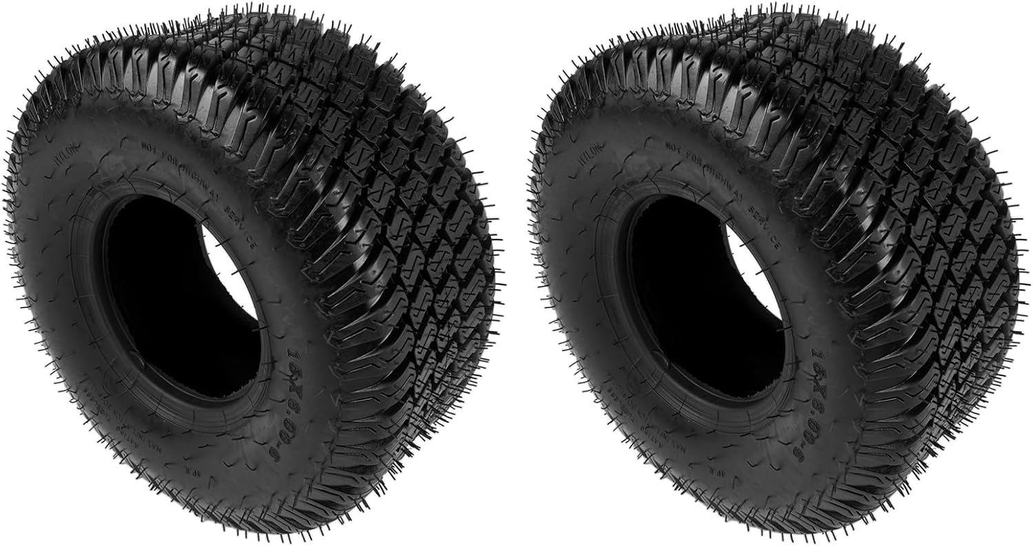 15x6.00-6 Heavy Duty Lawn Mower Tire, Tubeless Tractor Turf Tire, 570 lbs Load Capacity, Metal Construction, Commercial Grade